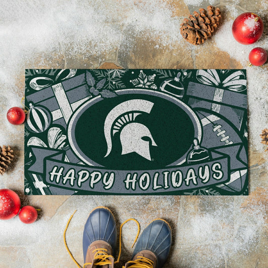 Team Sports America Best Seller - Michigan State University Holiday PVC Mat, 28"x16"