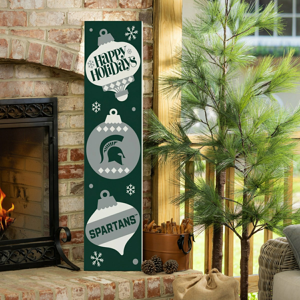Team Sports America Classic - 47" Double Sided Leaner, Michigan State University, Christmas