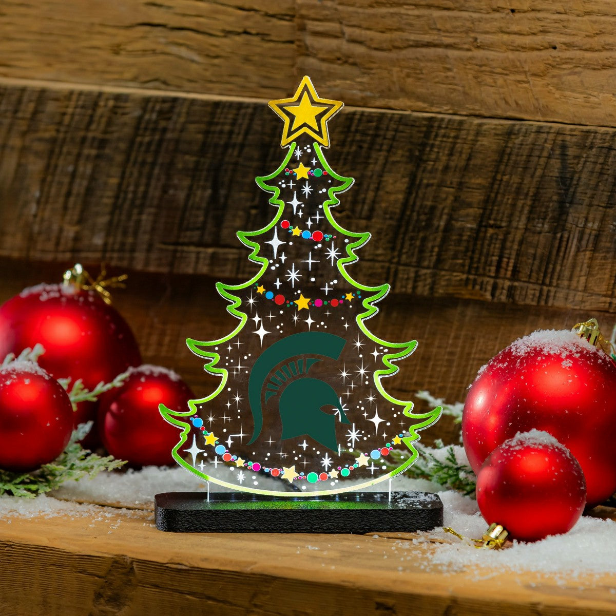 Team Sports America Everyday - Michigan State University College Holiday Tree Desklite LED Decor