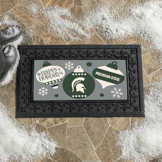 Team Sports America Exclusive - Michigan State University Holiday Flocked Coir Sassafras Switch Mat, 2