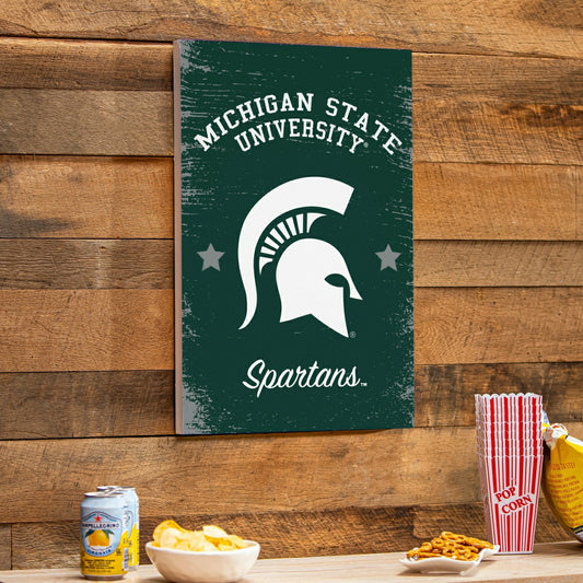 Team Sports America Recommended - Michigan State University Wood Wall Sign, 16x24