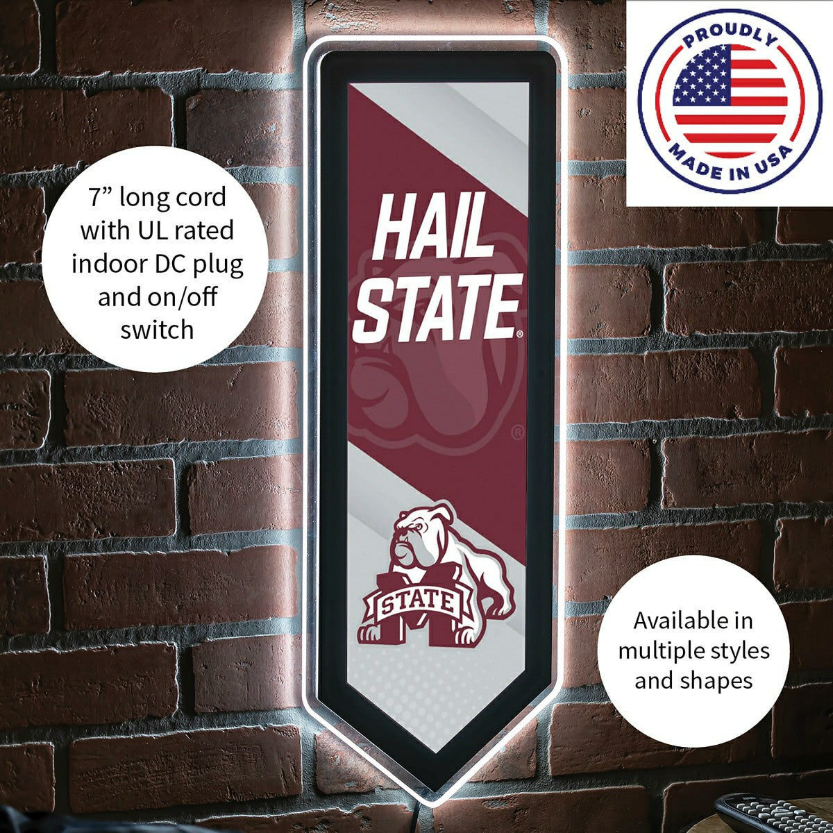 Team Sports America Value - LED Wall Decor, Pennant, Mississippi State University