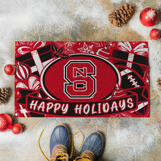 Team Sports America Best Seller - North Carolina State University Holiday PVC Mat, 28"x16"