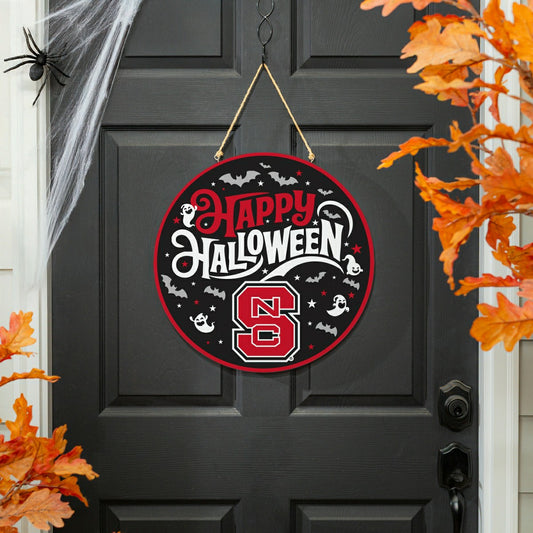 Team Sports America Recommended - North Carolina State University Halloween Round Door Décor with Hangin