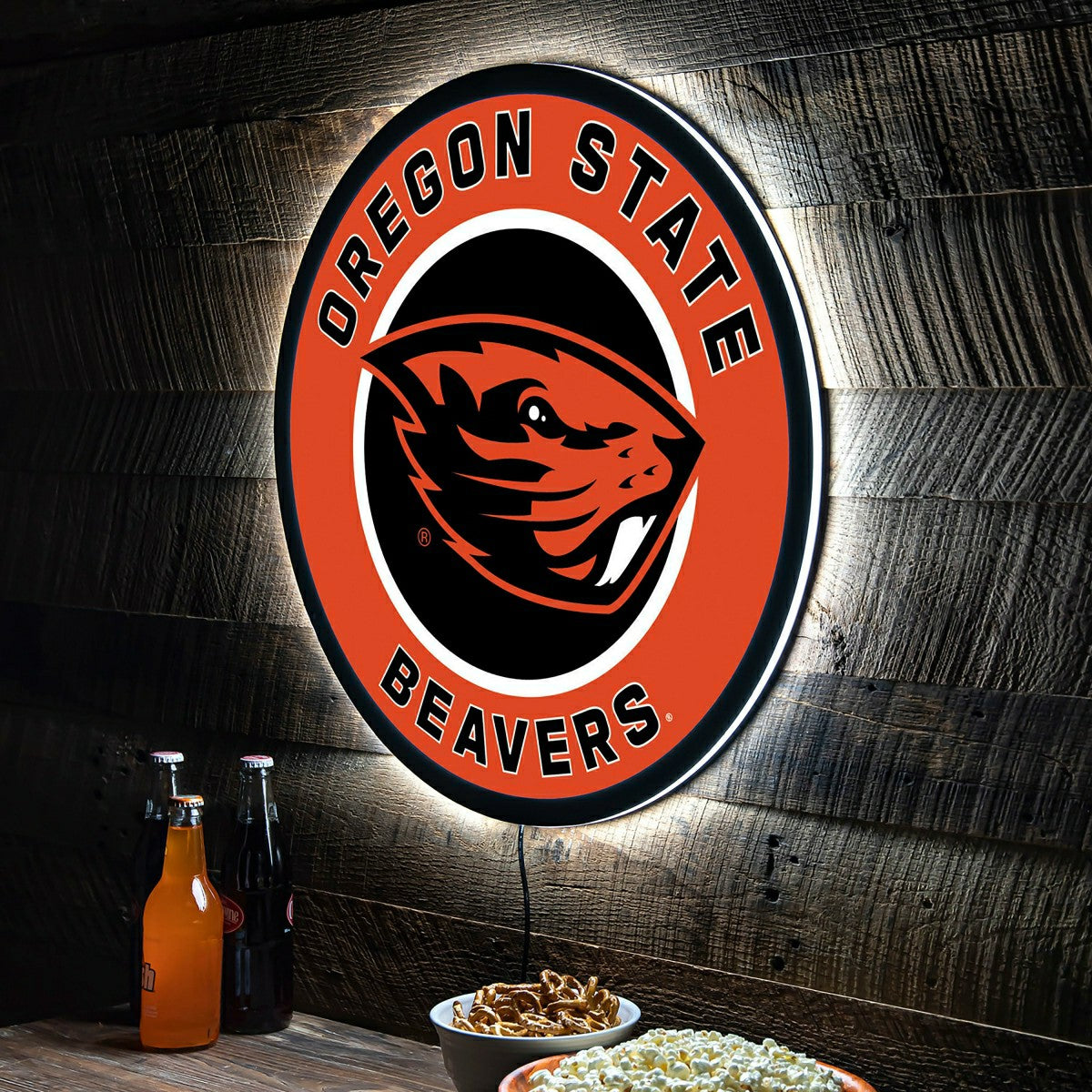 Team Sports America Essential - LED Wall Decor, Round, Oregon State University