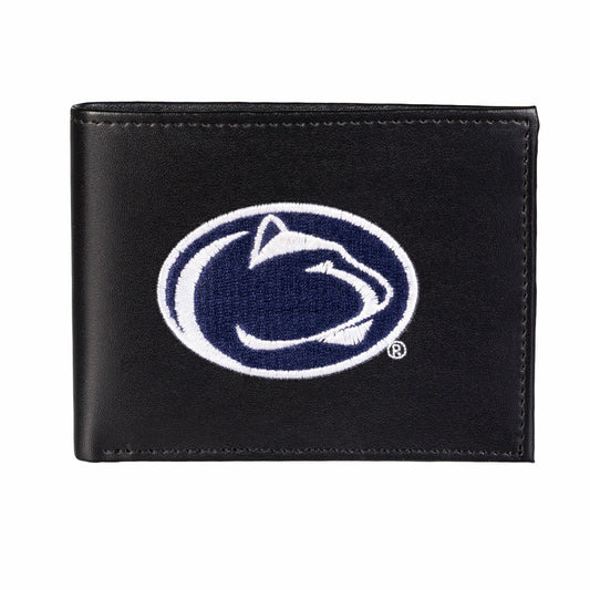 Team Sports America Best Seller - Penn State Black Bi-Fold Embroidered Wallet w/ RFID Blocking