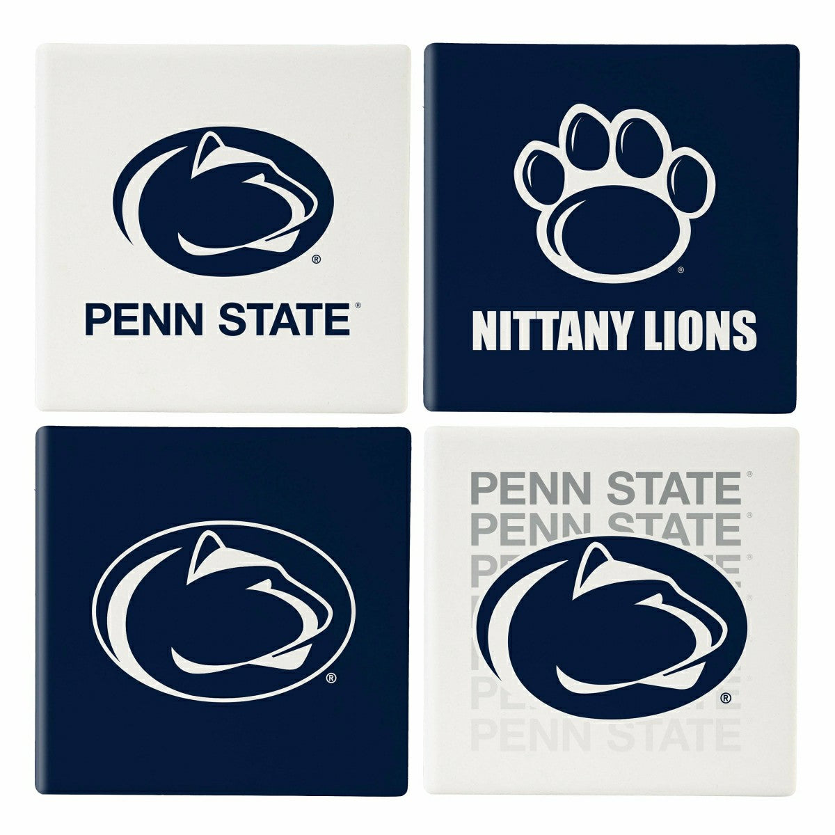 Team Sports America Recommended - Penn State Ceramic Coasters Set, 4pcs with Wood Caddy