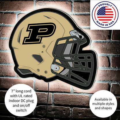 Team Sports America Essential - LED Wall Decor, Helmet, Purdue University