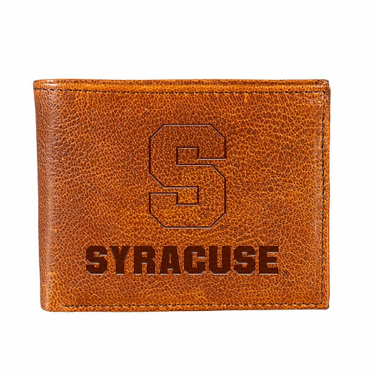 Team Sports America Value - Syracuse University, Embossed 100% Genuine Tumbled Leather Passcase Bi