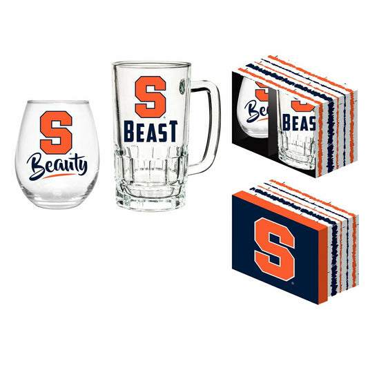 Team Sports America Best Seller - Syracuse University, Stemless 17OZ Glass & Tankard 16OZ Gift Set