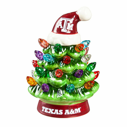 Team Sports America Essential - 4" Mini LED Tabletop Christmas Tree, Set of 2, Texas A&M