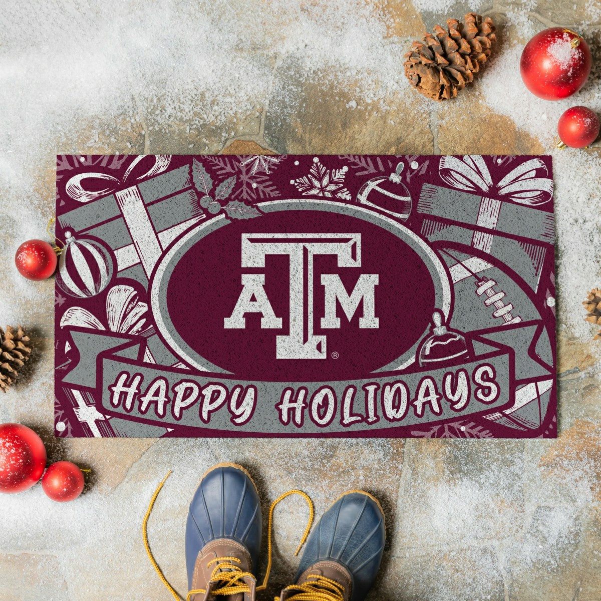 Team Sports America Everyday - Texas A&M Holiday PVC Mat, 28"x16"