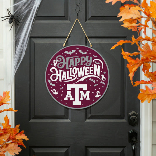 Team Sports America Value - Texas A&M Halloween Round Door Décor with Hanging Rope, 18x18