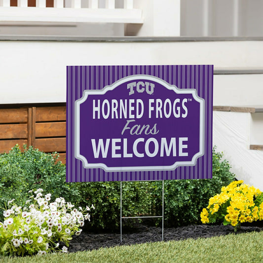 Team Sports America Essential - Texas Christian University Coroplast Yard Sign, "Fans Welcome"