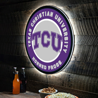 Team Sports America Recommended - LED Wall Decor, Round, Texas Christian University