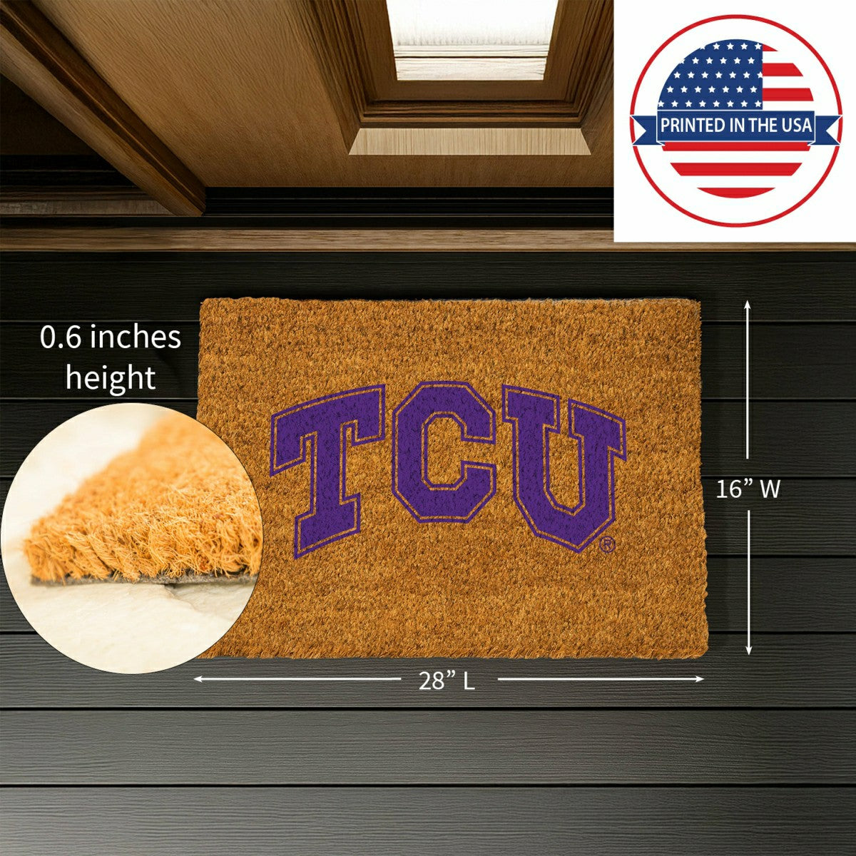 Team Sports America Exclusive - Coir Mat, 16"x28", Texas Christian University