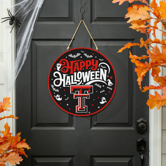Team Sports America Trending - Texas Tech University Halloween Round Door Décor with Hanging Rope, 18
