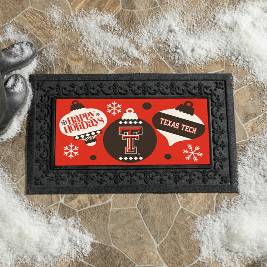 Team Sports America Best Seller - Texas Tech University Holiday Flocked Coir Sassafras Switch Mat, 22"x1
