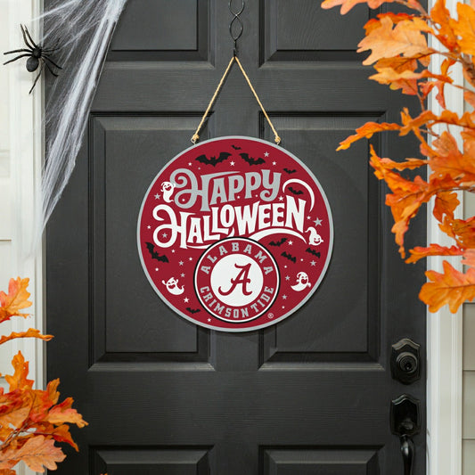 Team Sports America Essential - University of Alabama Halloween Round Door Décor with Hanging Rope, 18