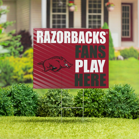 Team Sports America Best Seller - University of Arkansas Coroplast Yard Sign "Fans Play Here"