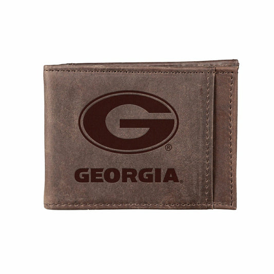 Team Sports America Best Seller - Front Pocket Wallet w/ RFID Blocking, University of Georgia, Brown