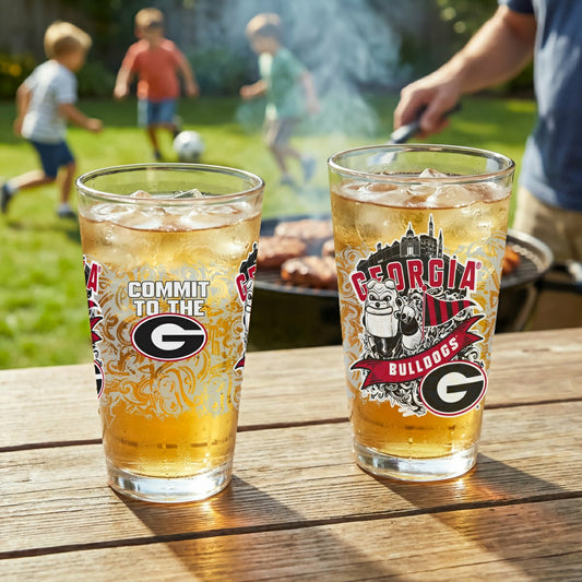 Team Sports America Essential - University of Georgia 16oz Glass pint, Set of 2