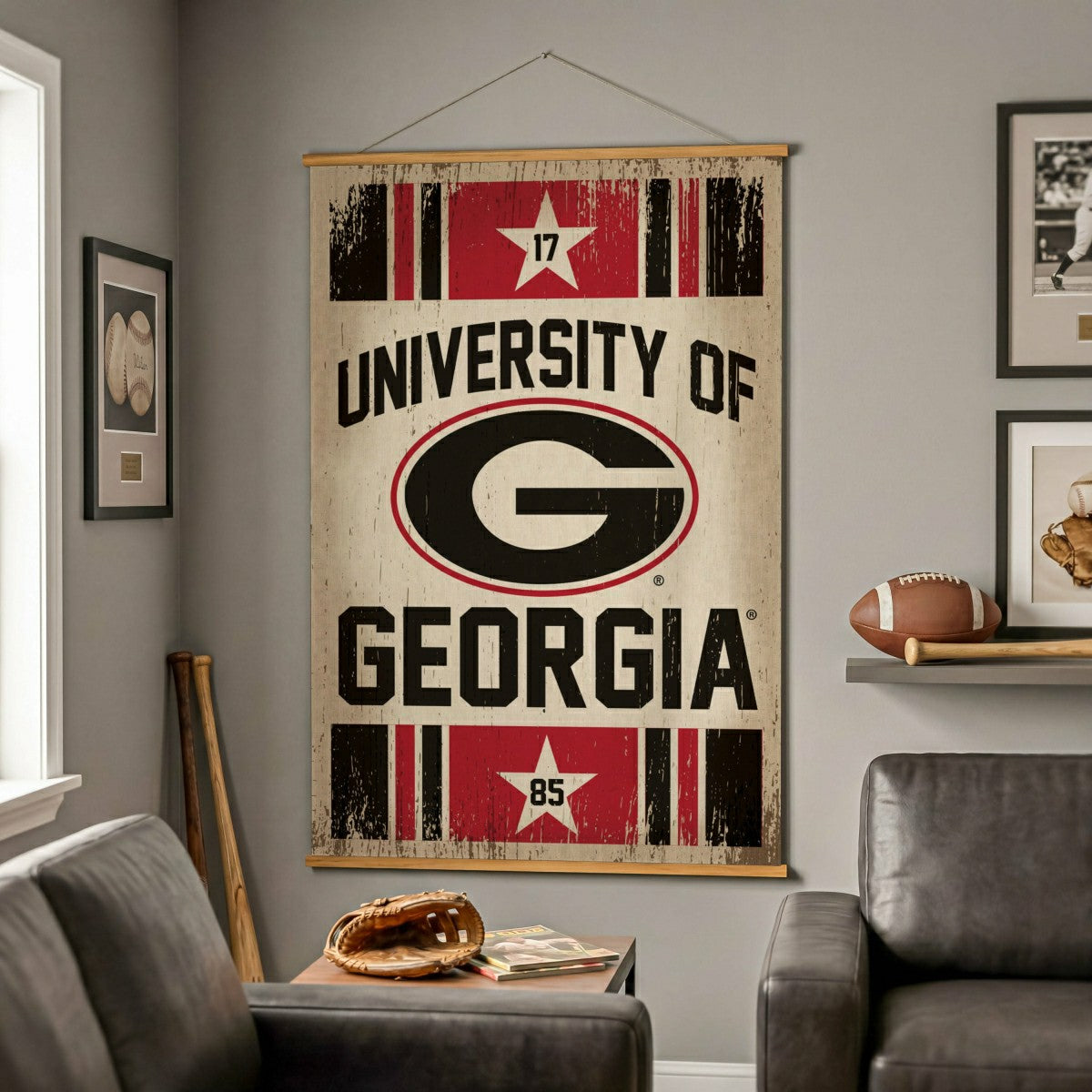 Team Sports America Value - University of Georgia, Canvas Wall Tapestry, Large, 54x36