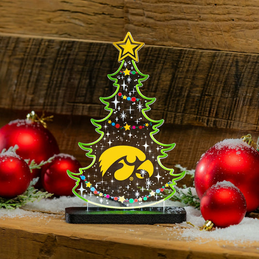 Team Sports America Essential - University of Iowa College Holiday Tree Desklite LED Decor