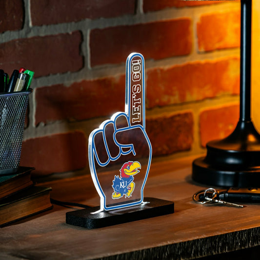 Team Sports America Best Seller - University of Kansas College Foam Finger Desklite LED Decor