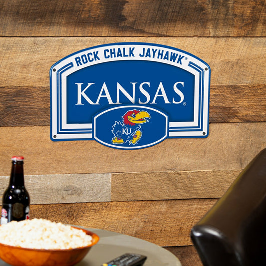 Team Sports America Essential - University of Kansas USA Embossed Steel Wall Sign, 11" x 17"