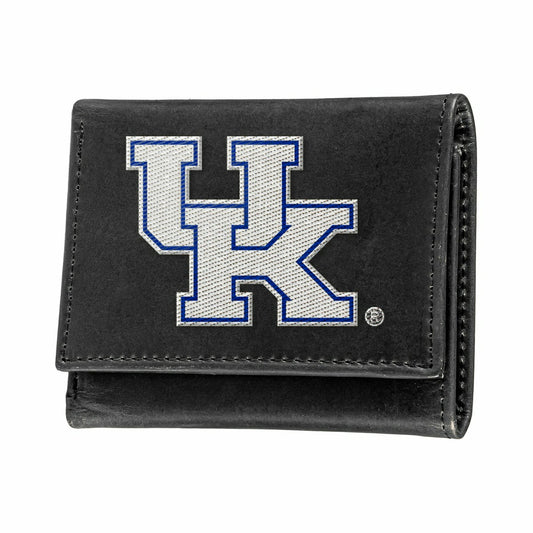 Team Sports America Trending - University of Kentucky Black Tri-Fold Embroidered Wallet w/ RFID Blocking