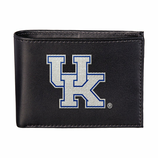 Team Sports America Best Seller - University of Kentucky Black Bi-Fold Embroidered Wallet w/ RFID Blocking