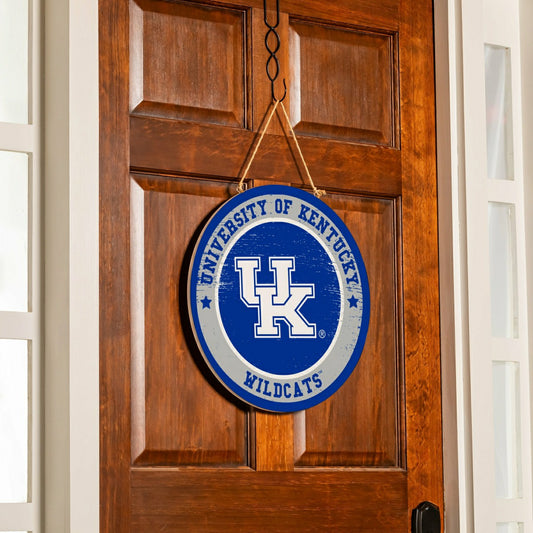Team Sports America Recommended - University of Kentucky Round Door Décor with Hanging Rope, 18x18