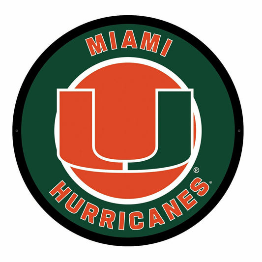 Team Sports America Recommended - LED Wall Decor, Round, University of Miami