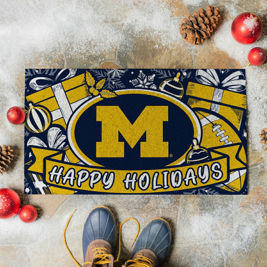 Team Sports America Recommended - University Of Michigan Holiday PVC Mat, 28"x16"