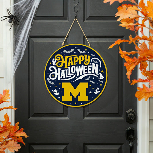 Team Sports America Exclusive - University Of Michigan Halloween Round Door Décor with Hanging Rope, 1