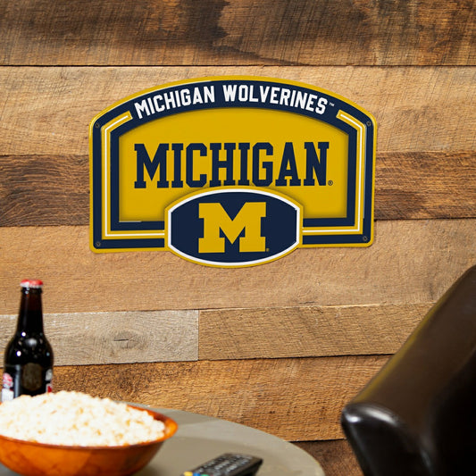 Team Sports America Essential - University Of Michigan USA Embossed Steel Wall Sign, 11" x 17"
