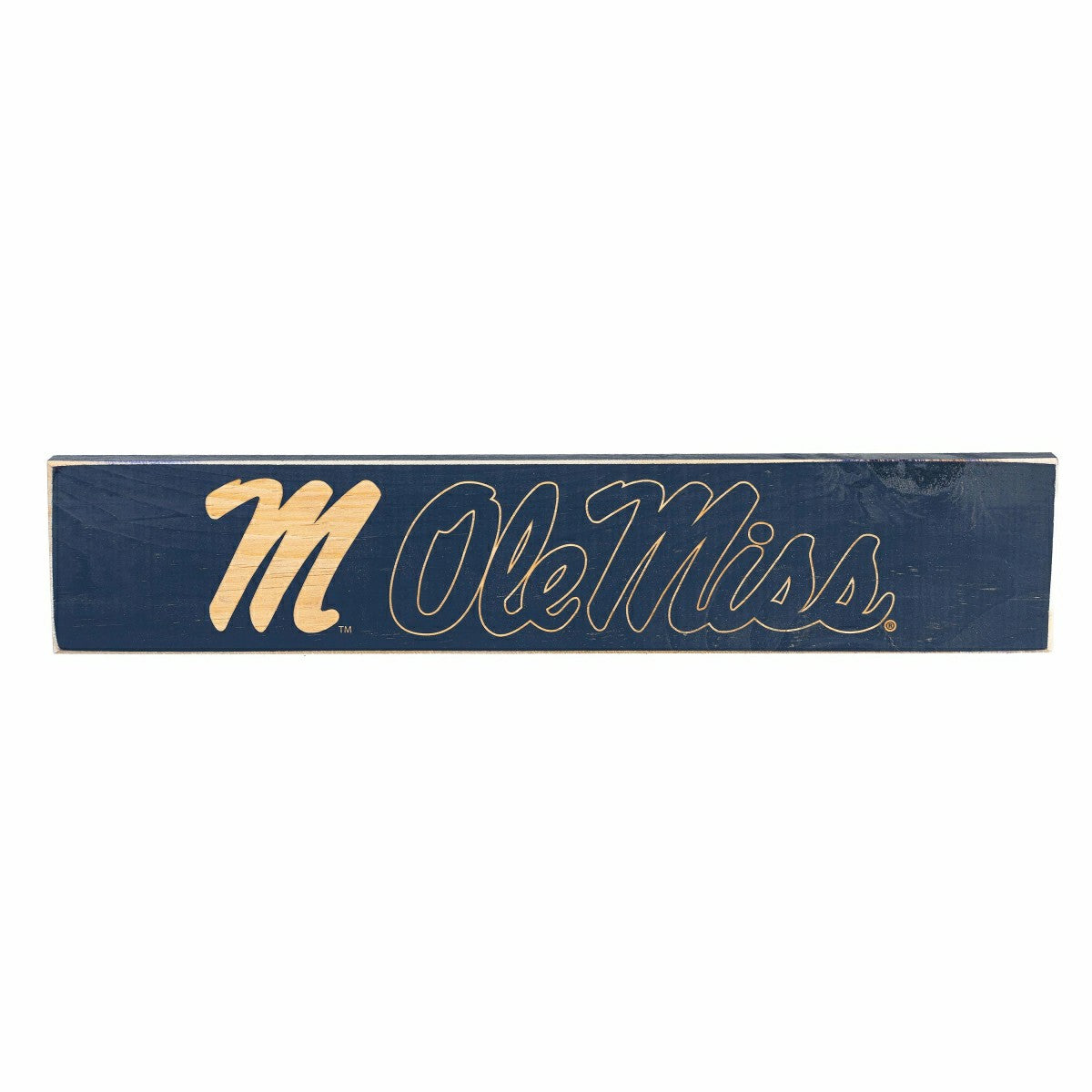 Team Sports America Recommended - University of Mississippi Engraved Wood Sign, 3.5" x 18"