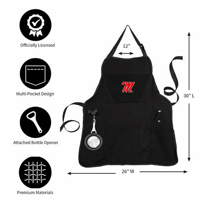 Team Sports America Exclusive - Grill Apron, Black, University of Mississippi