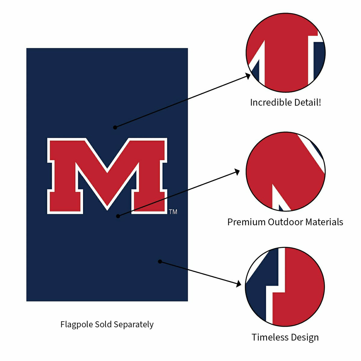 Team Sports America Classic - University of Mississippi Applique House Flag