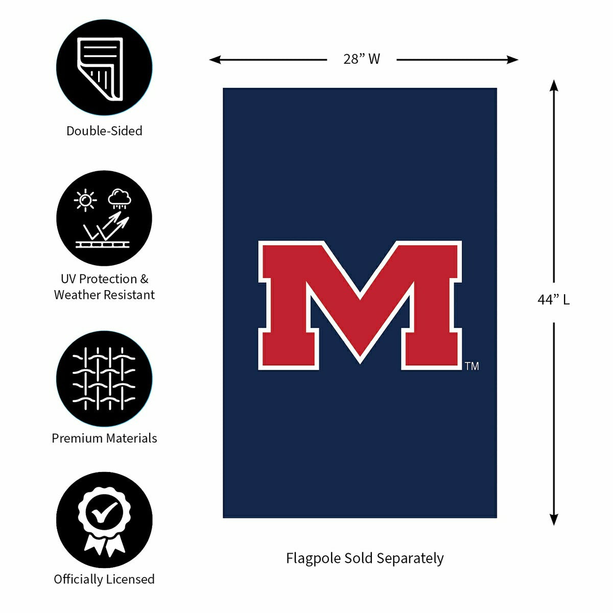 Team Sports America Classic - University of Mississippi Applique House Flag