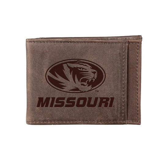 Team Sports America Exclusive - Front Pocket Wallet w/ RFID Blocking, University of Missouri, Brown