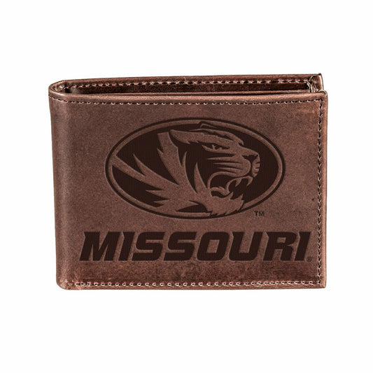 Team Sports America Signature - University of Missouri, Bi-Fold Wallet, Brown, CH, 100% Genuine Leathe