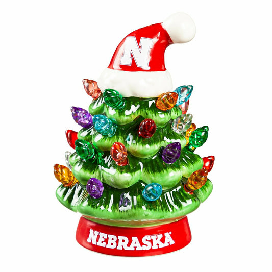 Team Sports America Exclusive - 4" Mini LED Tabletop Christmas Tree, Set of 2, University of Nebraska