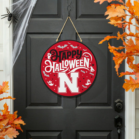 Team Sports America Essential - University of Nebraska Halloween Round Door Décor with Hanging Rope, 1