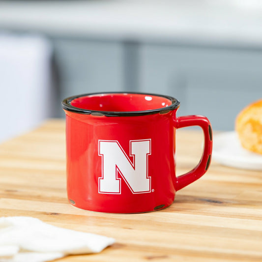 Team Sports America Exclusive - University of Nebraska Ceramic Camp Cup with Enamel Finish, 14oz