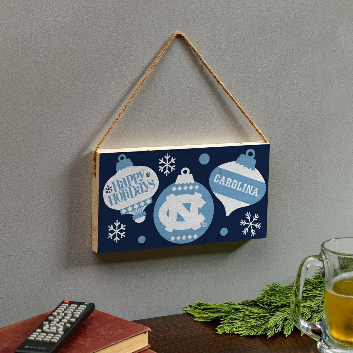 Team Sports America Recommended - University of North Carolina Holiday Wood Wall Sign, 6x11