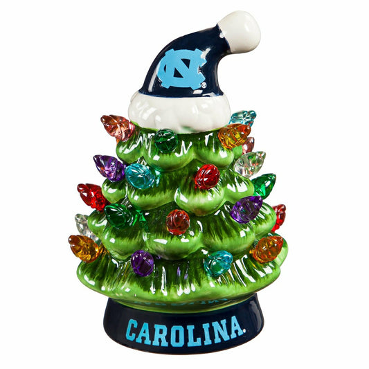 Team Sports America Exclusive - 4" Mini LED Tabletop Christmas Tree, Set of 2, University of North Car