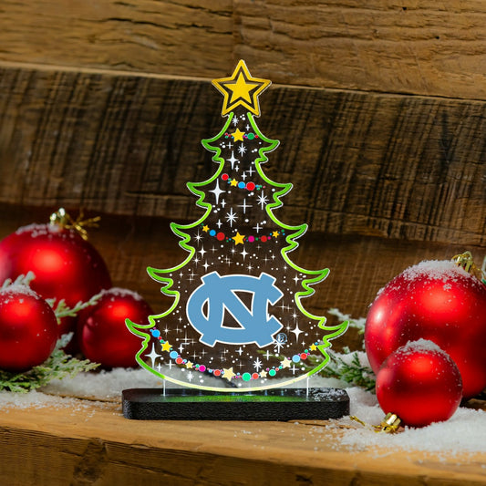 Team Sports America Recommended - University of North Carolina College Holiday Tree Desklite LED Decor
