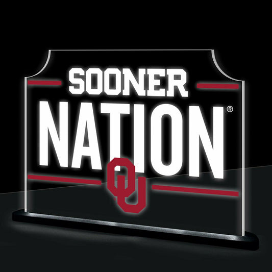 Team Sports America Best Seller - University of Oklahoma College Rectangle Desklite LED Decor